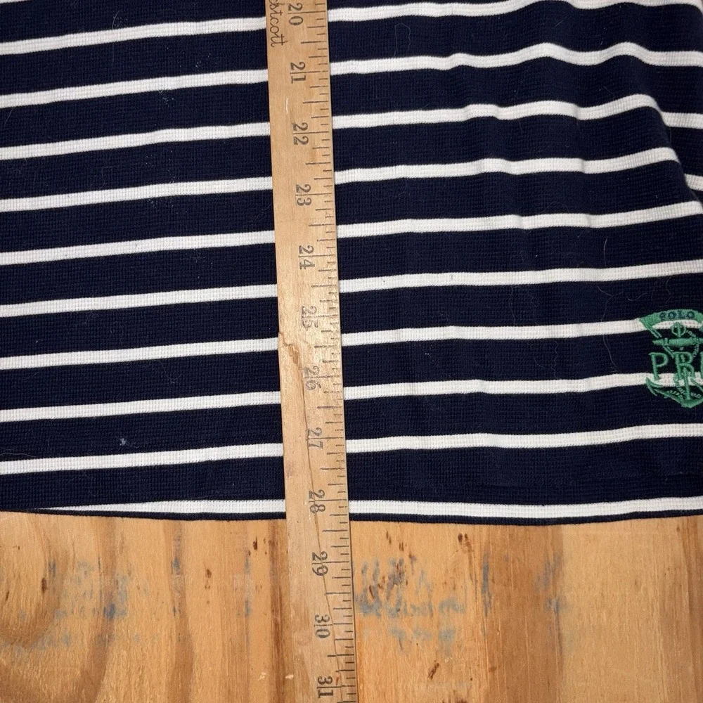 Vintage Polo Ralph Lauren Shirt Mens XL Blue White Striped Anchor Logo 90s Yacht